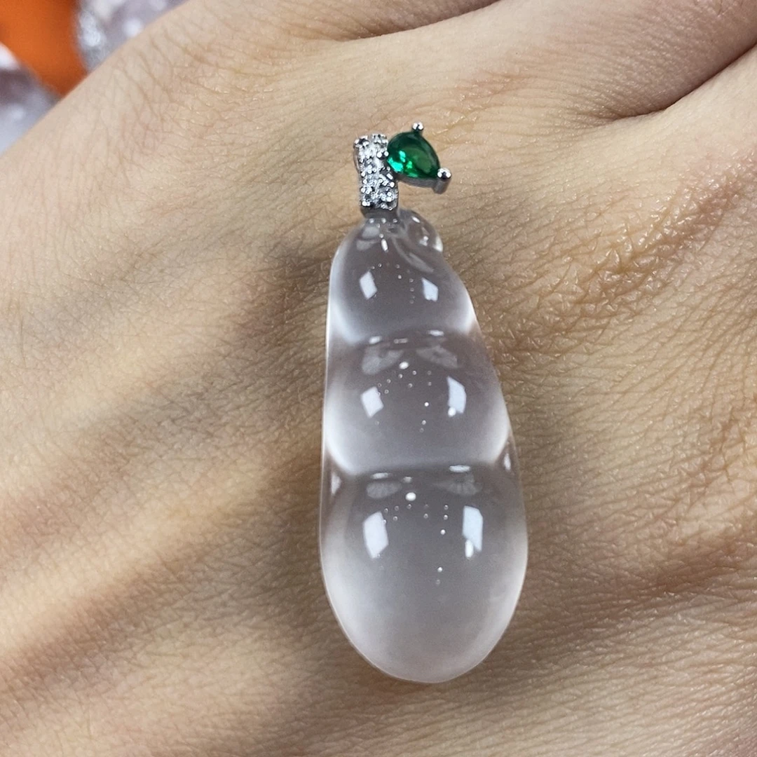 颈饰银S925镀金镶嵌石英质玉