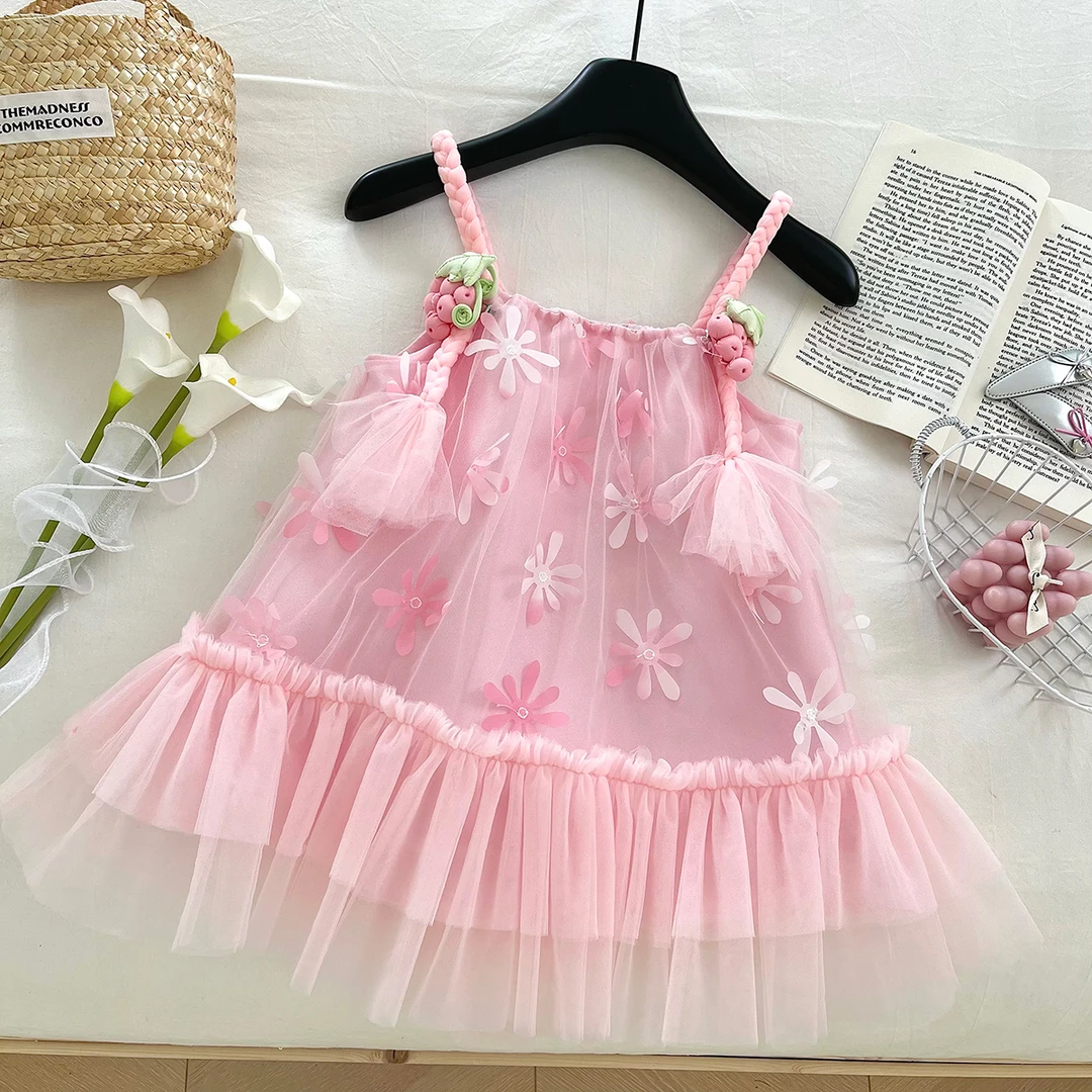【现货】女童夏纱裙网纱裙公主风连衣裙女宝甜美生日裙子透气SL0133