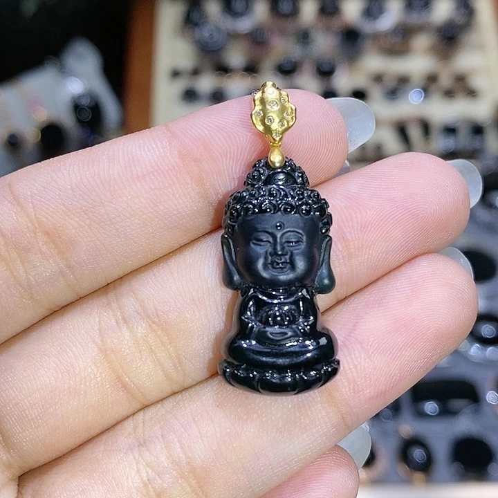 颈饰18K金镶嵌翡翠宝宝佛