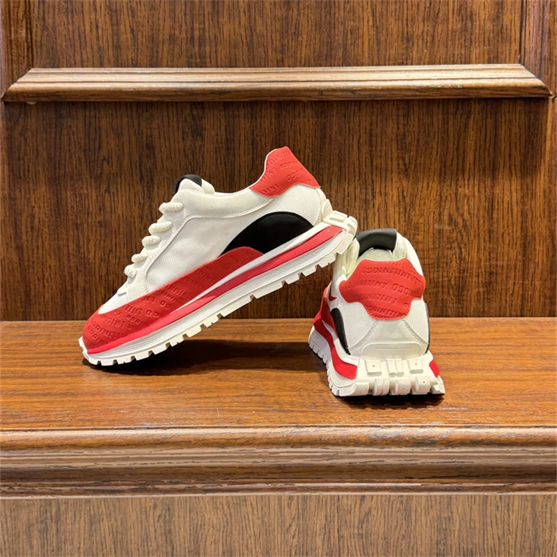 男士潮鞋2025年春季新款韩版低帮厚底拼色百搭舒适潮流男士休闲鞋