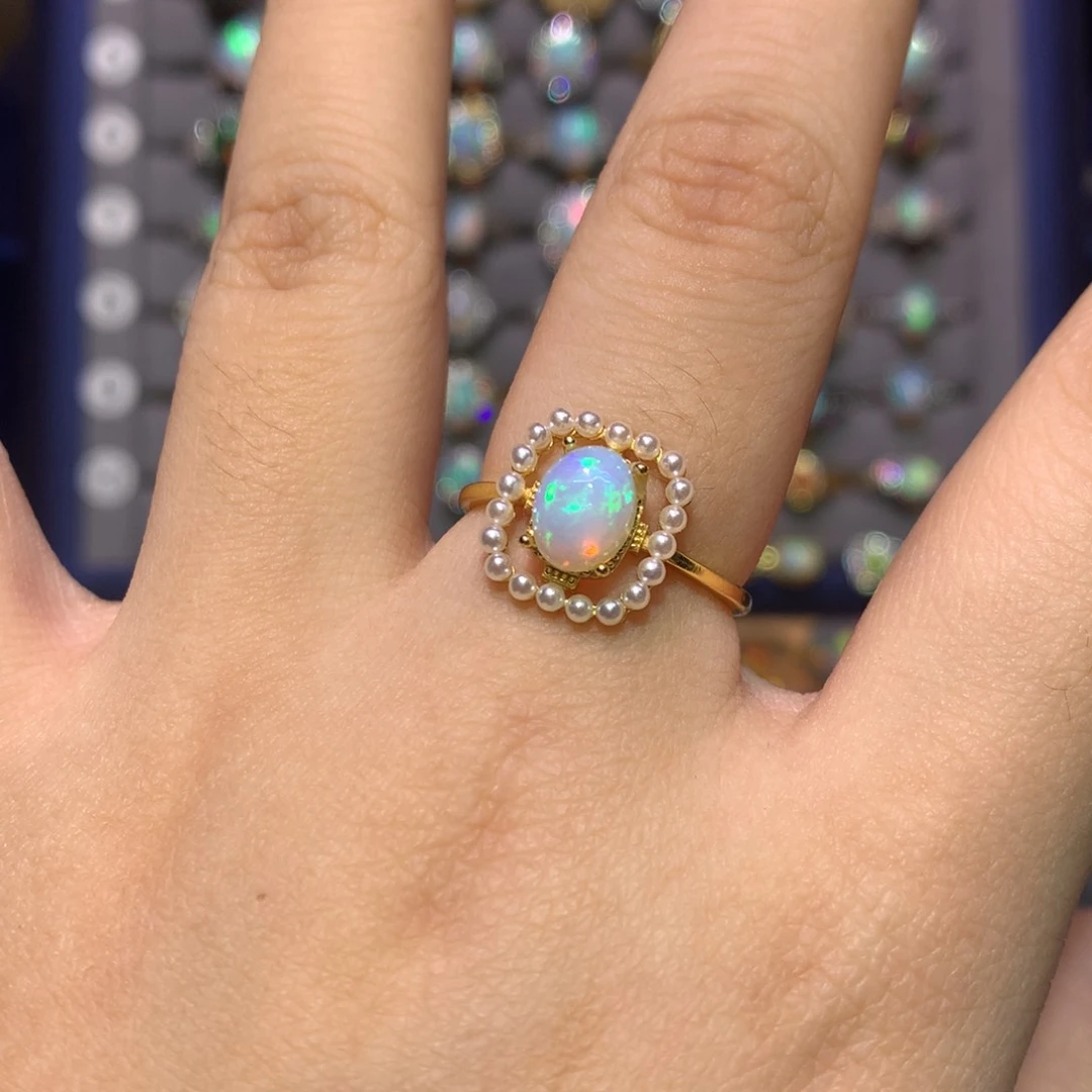 银S925镀金镶嵌欧泊戒指