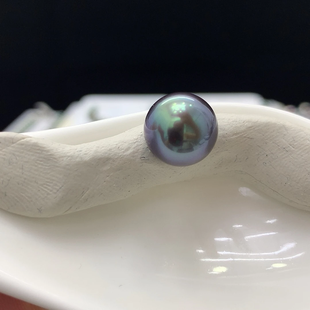 未镶嵌裸珠定制海水珍珠电光蓝12mm
