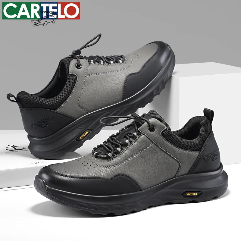 卡帝乐鳄鱼男士秋季运动鞋软底防水真皮休闲男牛皮皮鞋户外徒步鞋