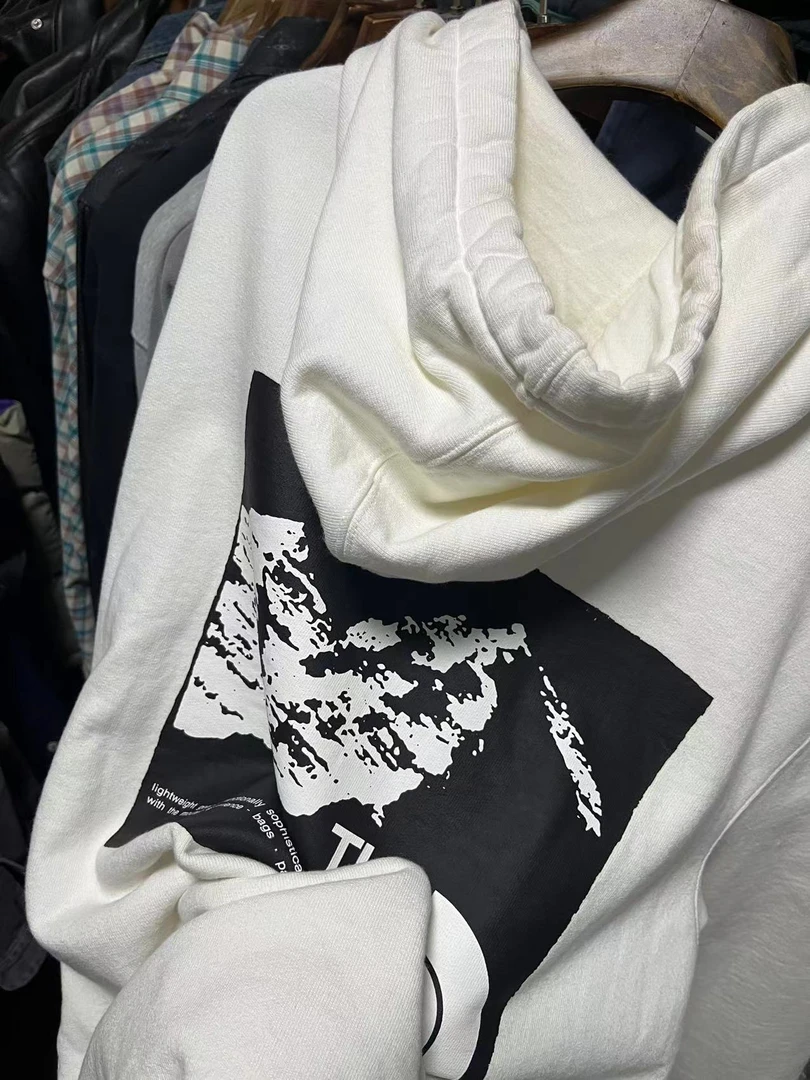 白色连帽卫衣 美版宽大版型 加绒 （T-N-F001）