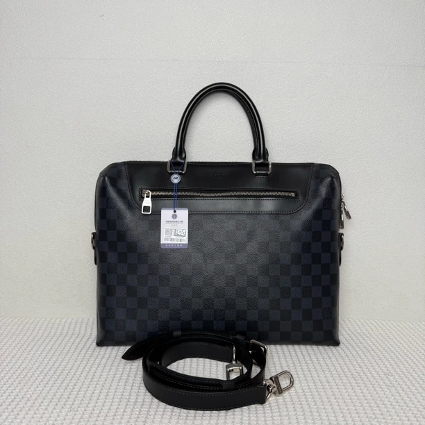 99新 LouisVuitton/路易威登 98新/7029时尚商务蓝棋盘格公文包