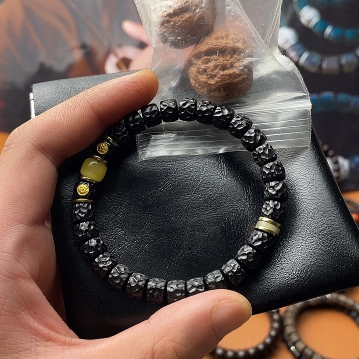 狼***牙手串椰蒂8黑金无相双腊，核桃