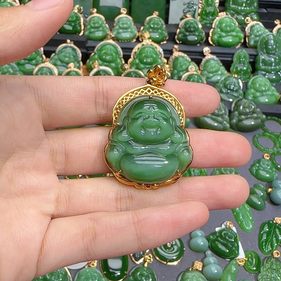 和田玉（碧玉）18K金镶嵌颈饰
