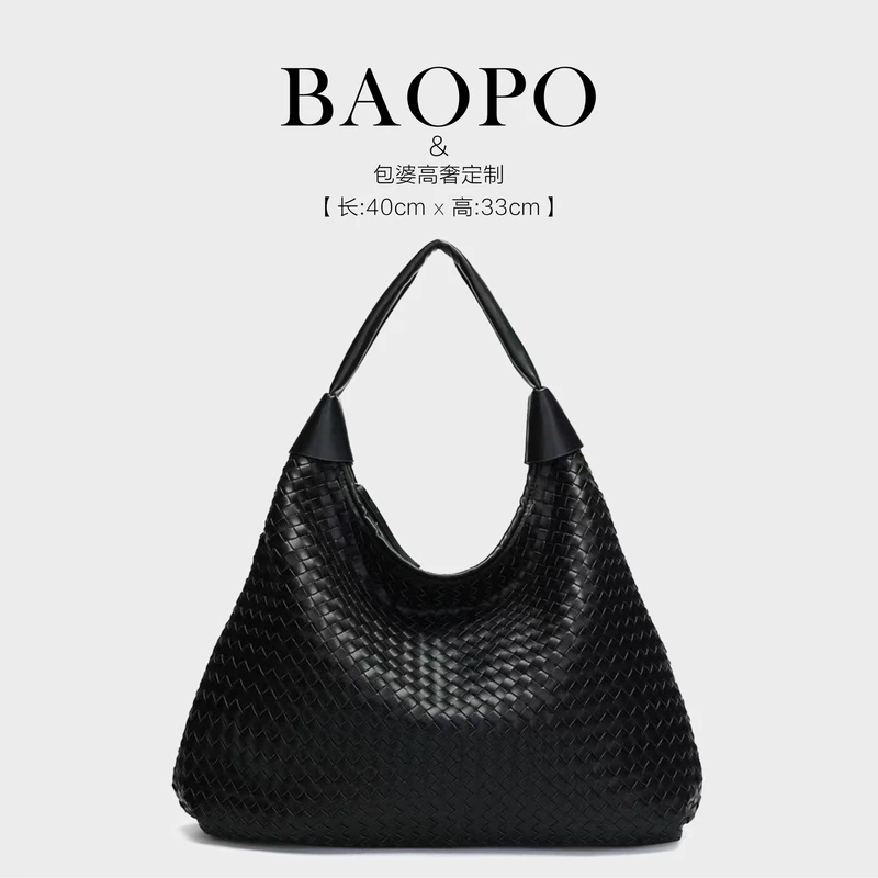 【BAOPO】单肩包车缝线单肩包33003阔黑色