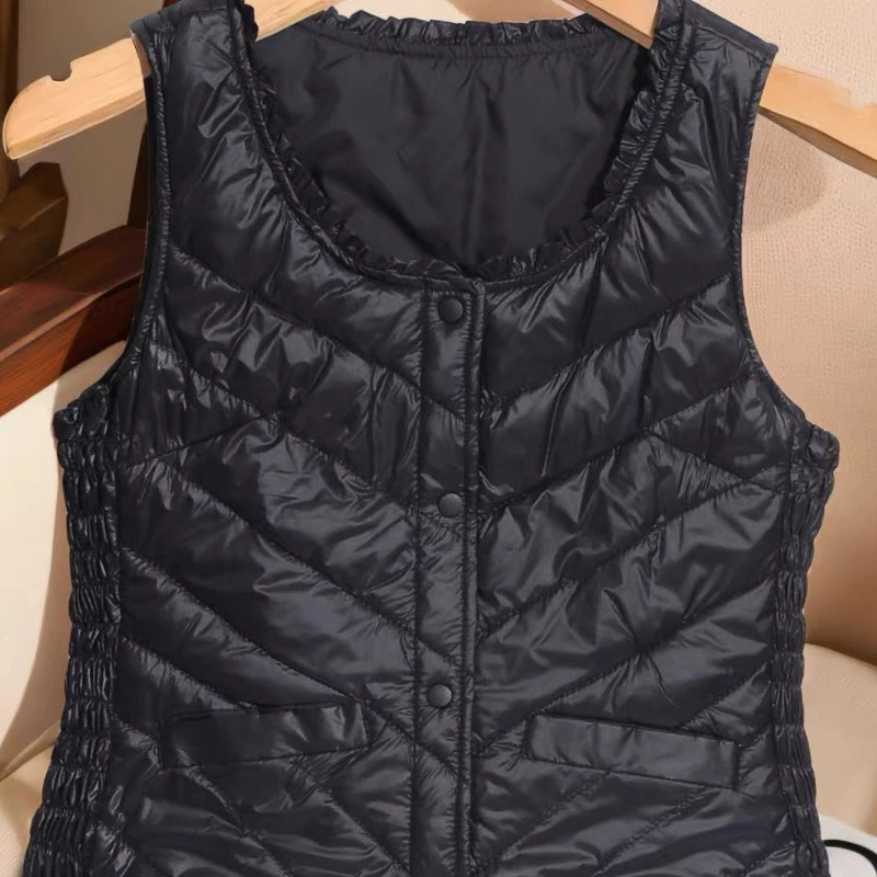 E7562 秋冬马甲女轻薄短款内穿修身保暖打底背心
