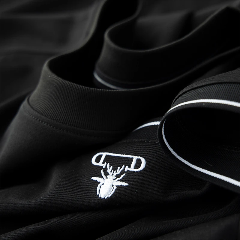 精品系列冰感液氨t恤黑色男短袖修身夏男男士冰丝修身打底上衣