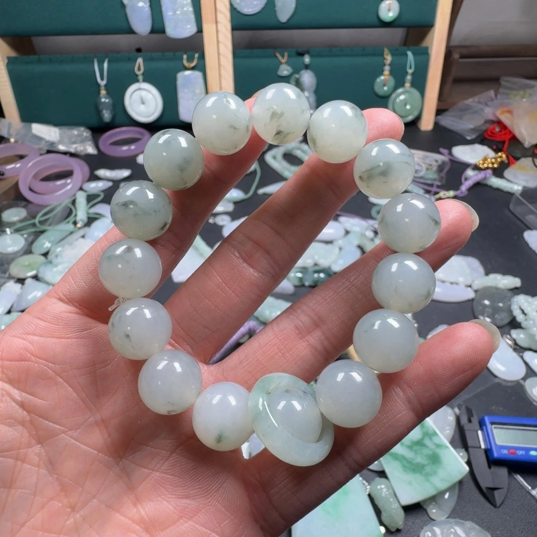 木***姐翡翠未镶嵌手串天然缅甸A货翡翠飘花手串
