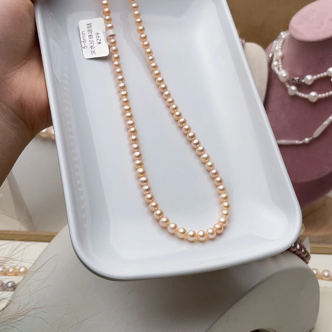 淡水珍珠项链银S925镶嵌十***.5-6
