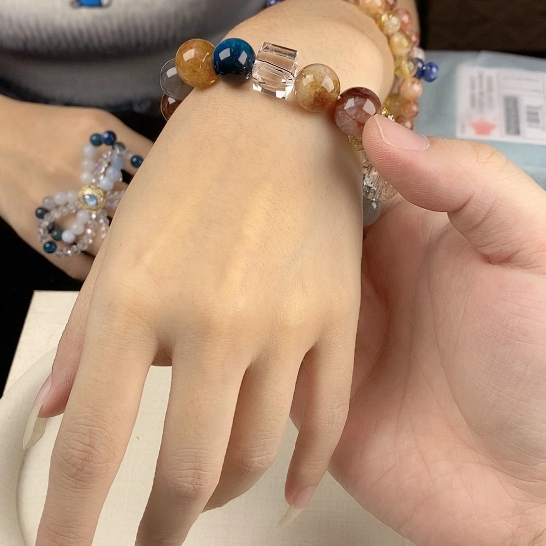 银S925镀金镶嵌手链水晶