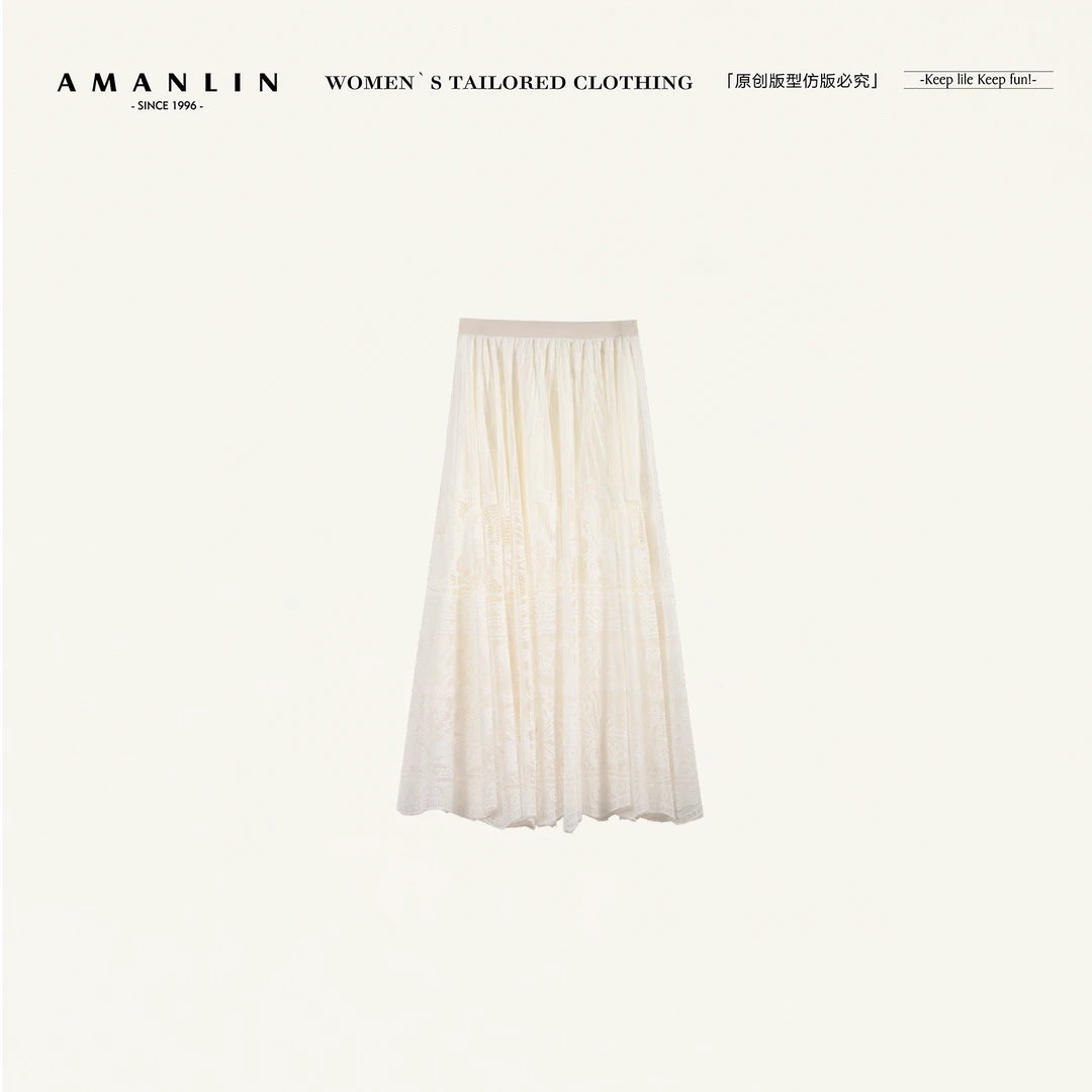 AMANLIN/阿谩琳欧若风花大摆半身裙遮肉显瘦高弹力中长裙Y598226