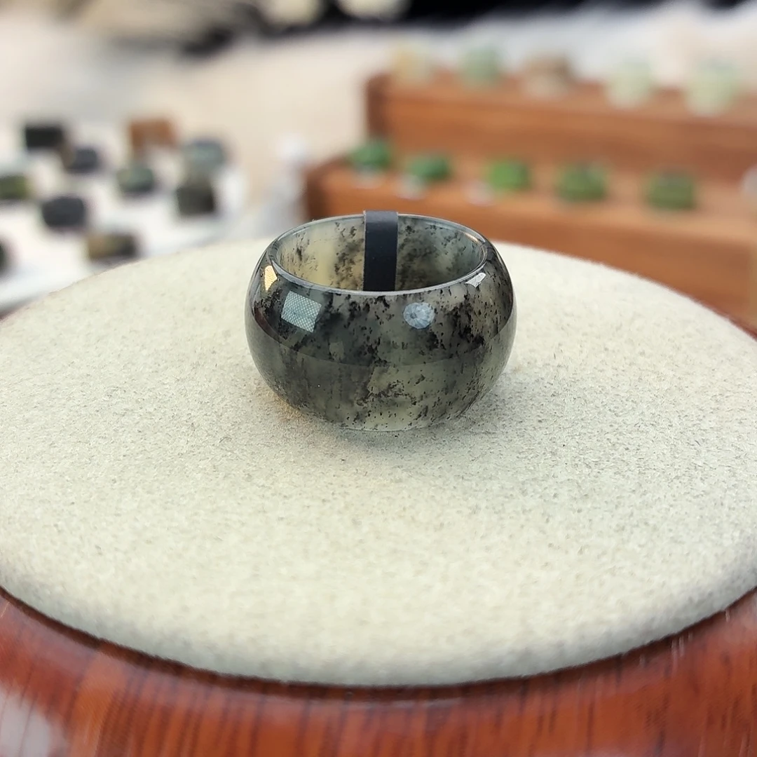 和田玉未镶嵌戒指i55意境青花墩墩17.0mm