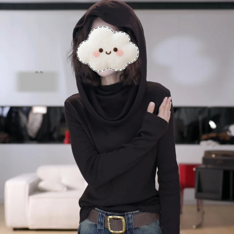 修身帽衫薄款上衣针织通勤风显瘦秋季连帽衫LK2506698