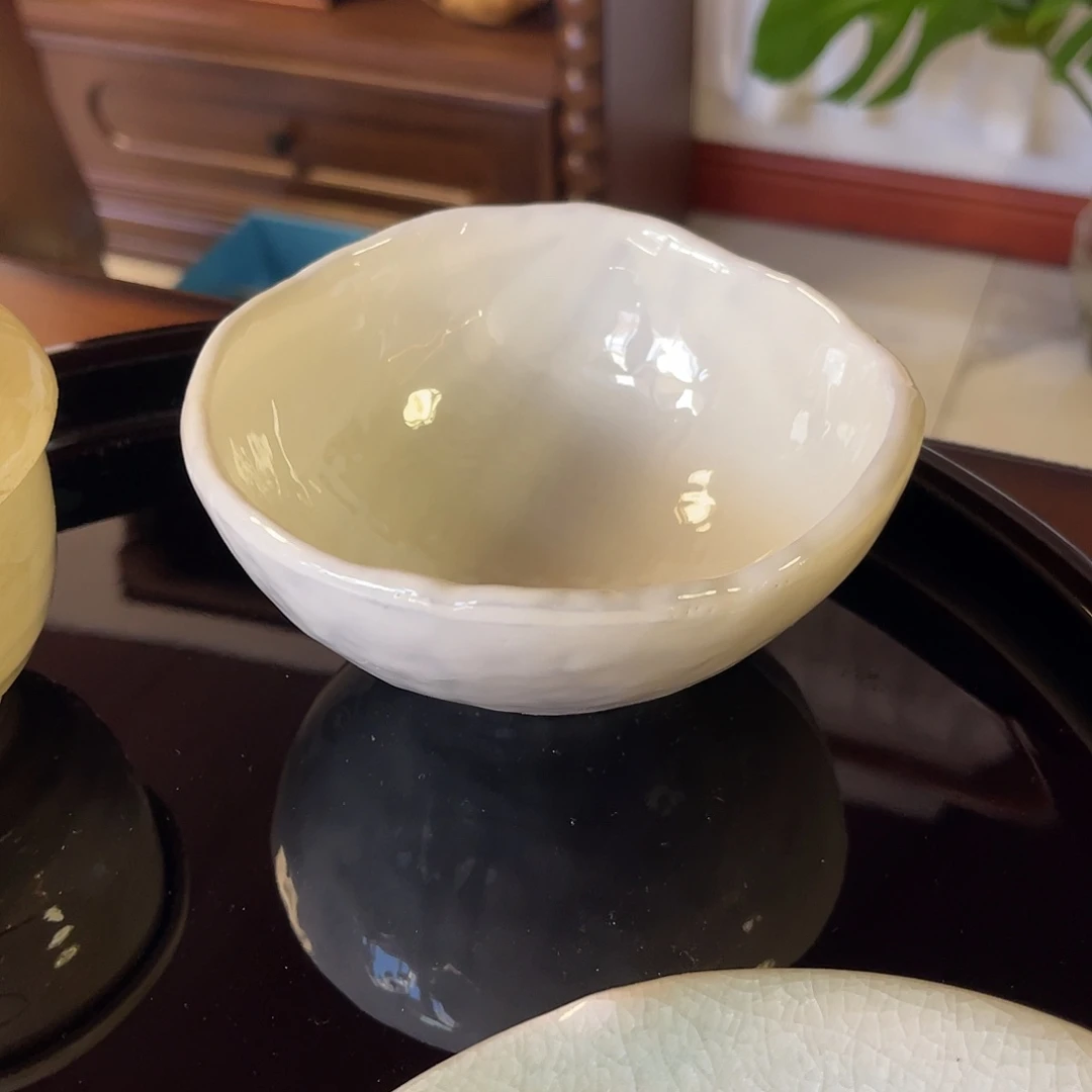 瓷片粗陶白釉异形圆钵8