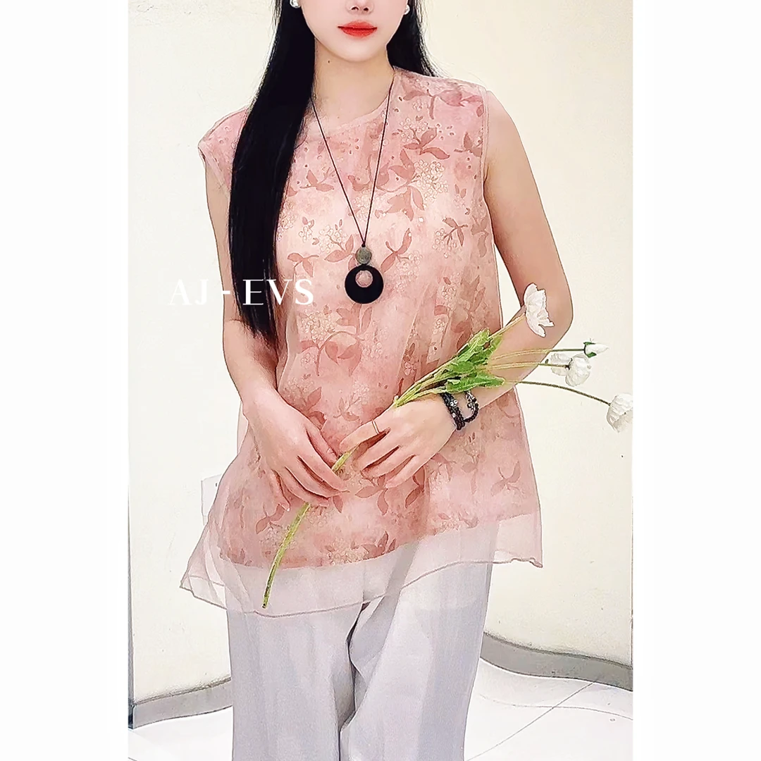 AJ-EVS【江南烟雨·温柔浪漫刺绣无袖上衣】
