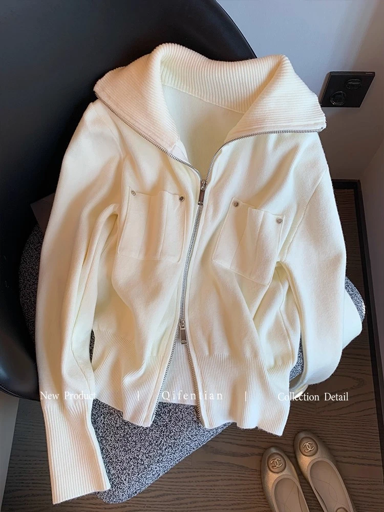 秋季慵懒风针织开衫女装2025新款简约气质高级感百搭毛衣外套上衣