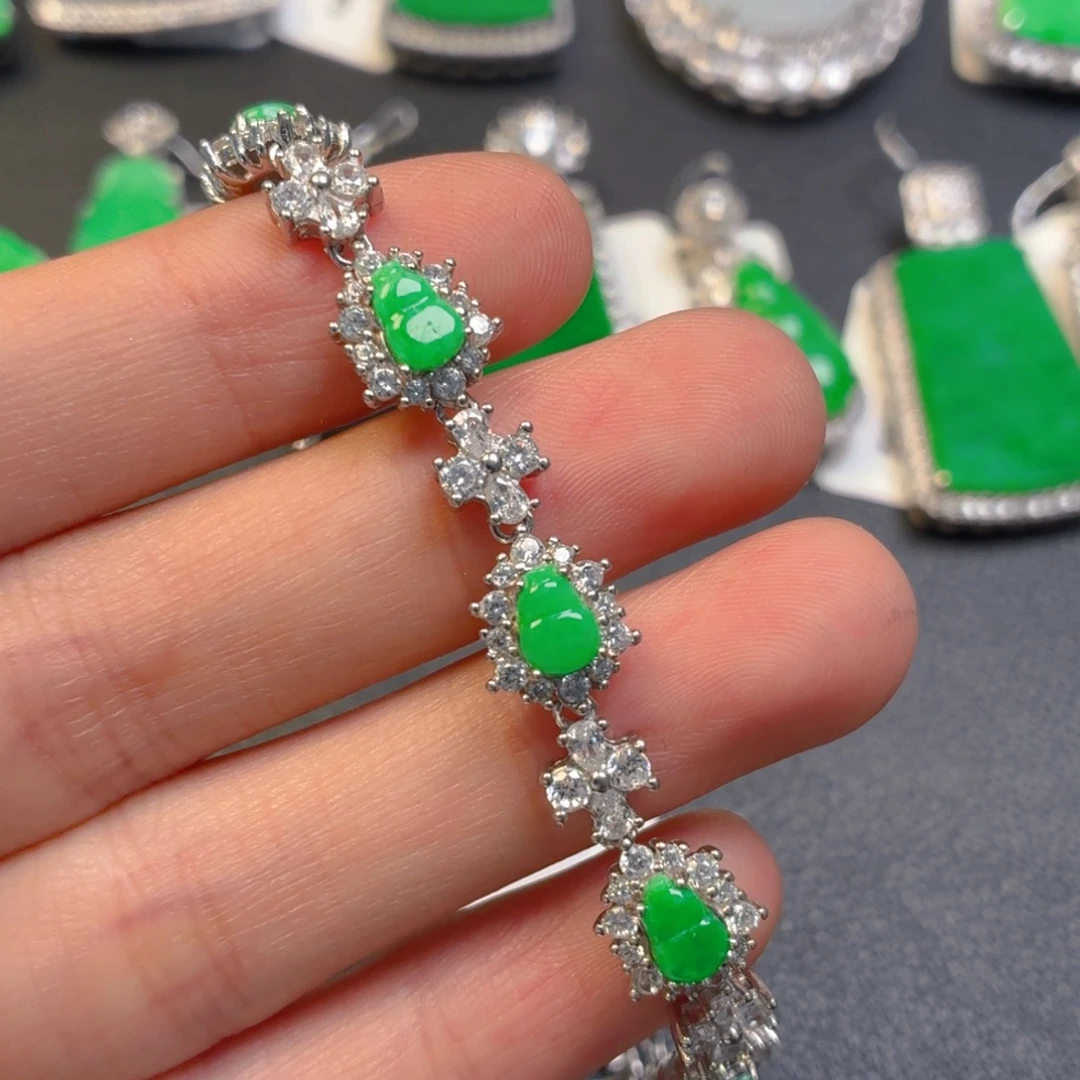 翡翠银S925镶嵌颈饰手链