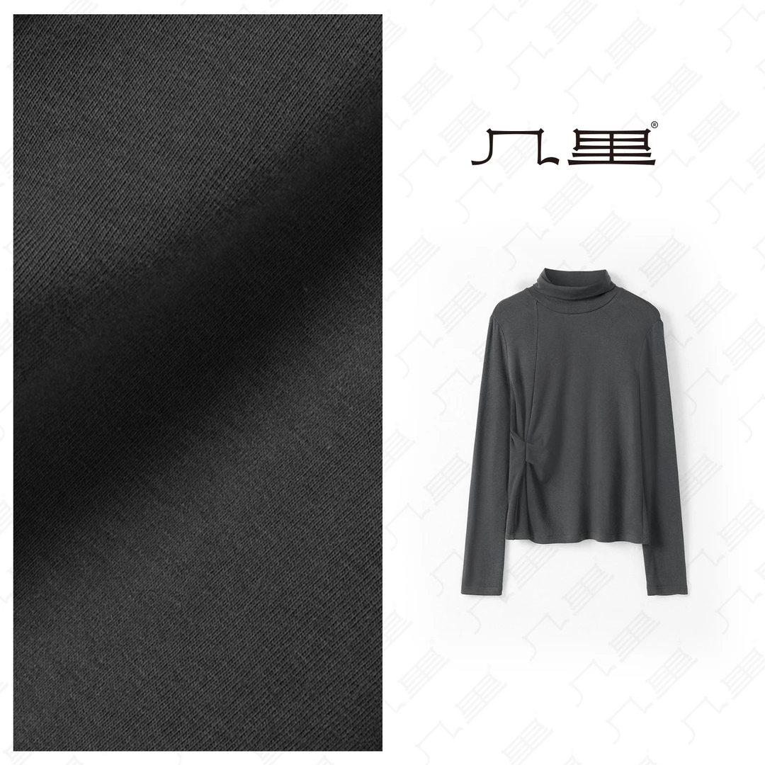 （几里）纯色气质休闲复古百搭T恤 衣长56 胸围98 1100494