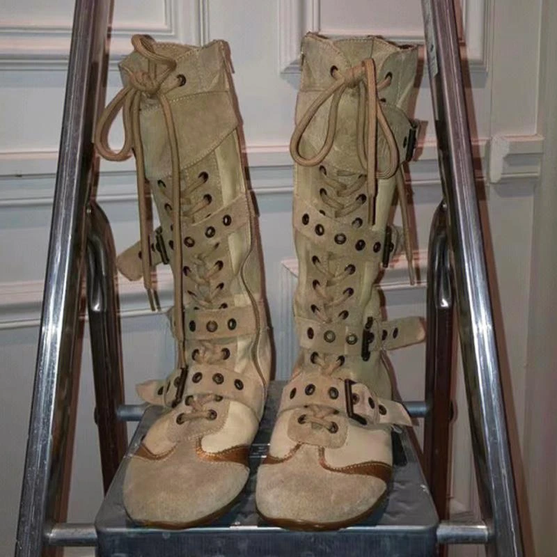 25夏季新款平底侧拉链运动休闲鞋拼色绑带厚底鞋子女ins潮牌百搭