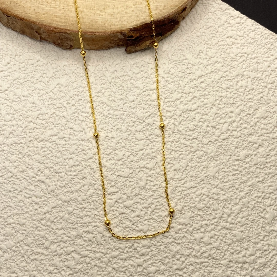 【金喜圆】足金999 隔珠圈锁骨项链  长度约45cm（5cm可调节）