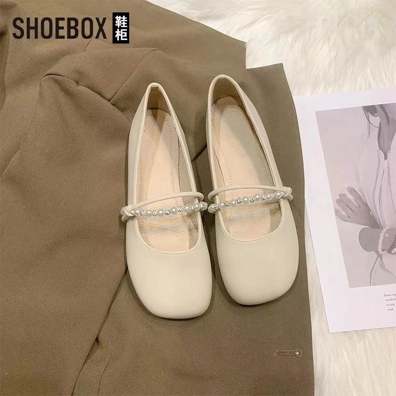 SH0EBOX鞋柜晚晚风温柔鞋软底单鞋女夏季2025新款玛丽珍鞋小皮鞋