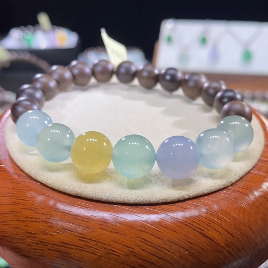 翡翠未镶嵌颈饰翡翠糖果色系手串