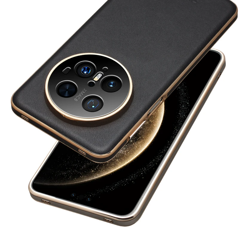 适用华为Mate70手机壳mate70pro真皮简约轻奢单底细腻商务保护套