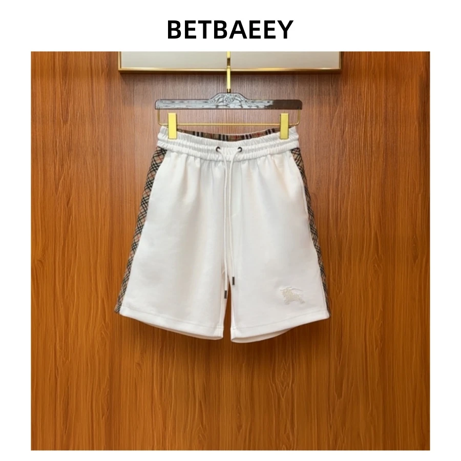 【高端定制】战马格子短裤男女潮牌时尚休闲宽松直筒情侣短裤H1008