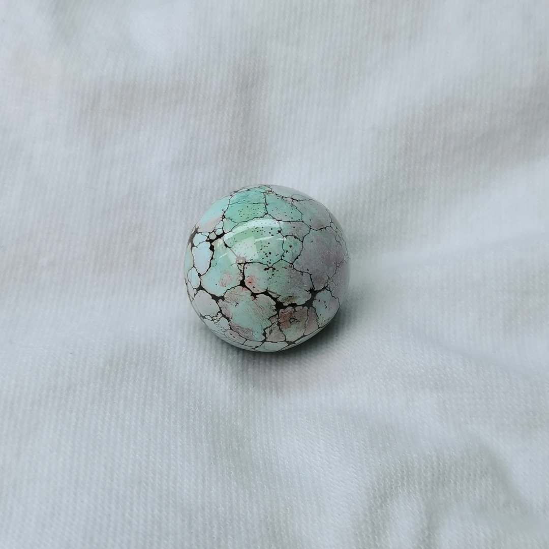 原矿高瓷特色绿松石樱花粉网花圆珠 直径18MM 重6.8g