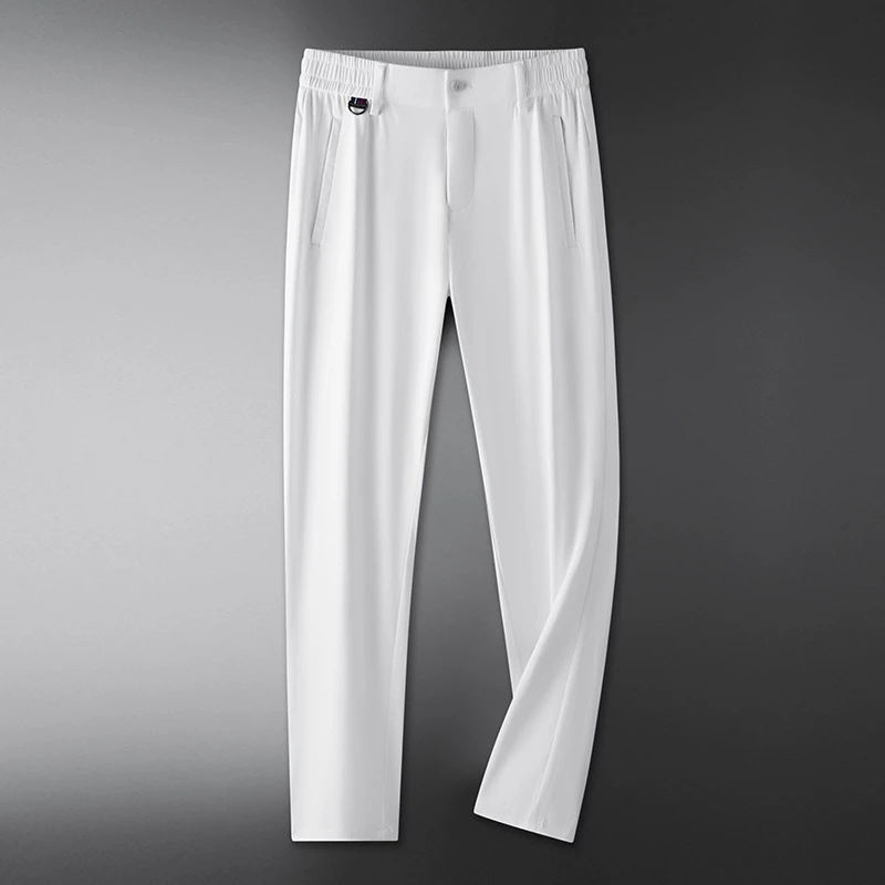 2025新款夏季薄款男士冰丝休闲裤加肥大码百搭宽松直筒松紧腰长裤