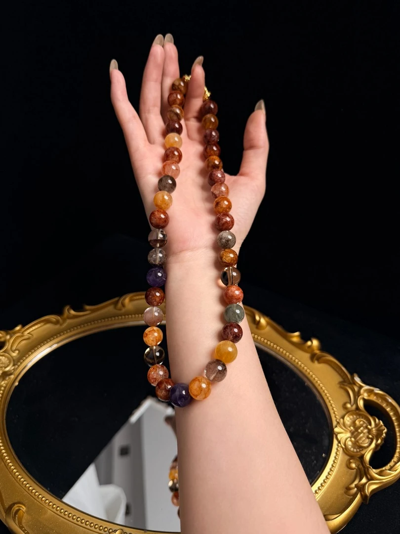 铜合金项链 卡13➕ 韦雪同款兔毛胶花多宝项链