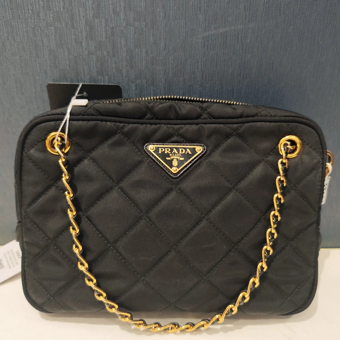 95新 Prada/普拉达 普拉达黑色布艺包  yy1603 7640