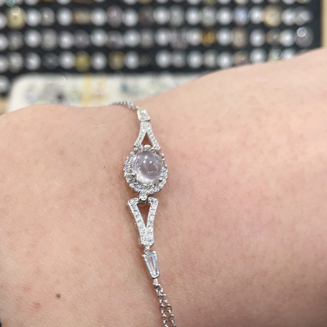 芙蓉石手链银S925镶嵌涵*