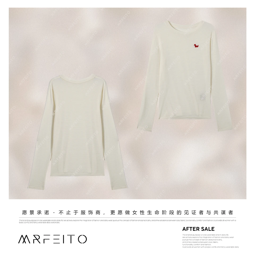 MRFEITO【奢派质感】100%绵羊毛小马圆领显瘦长袖打底H6SY02D35153