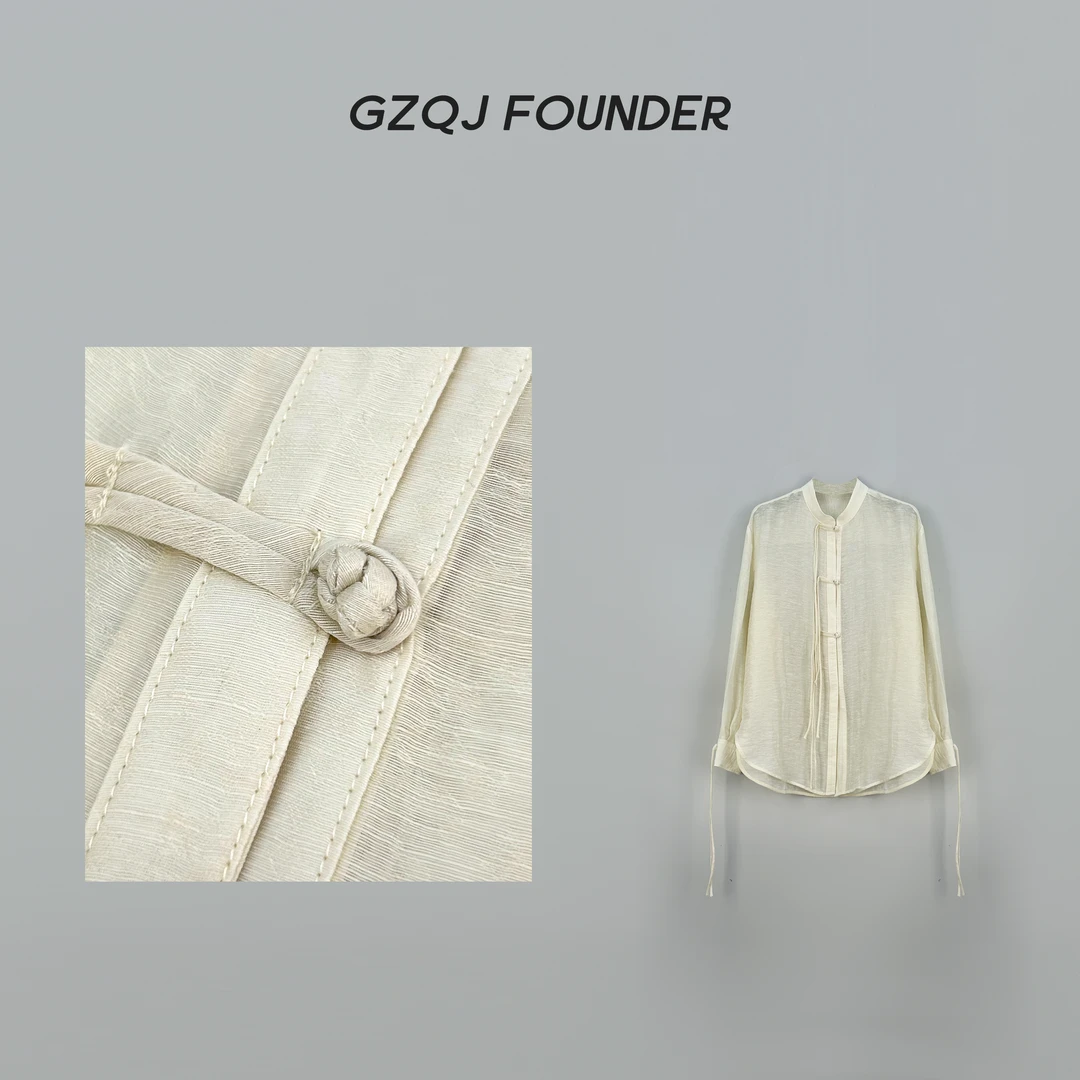 老琴私服【一帘幽梦】立领新中式国风盘扣长袖衬衫上衣女夏60639