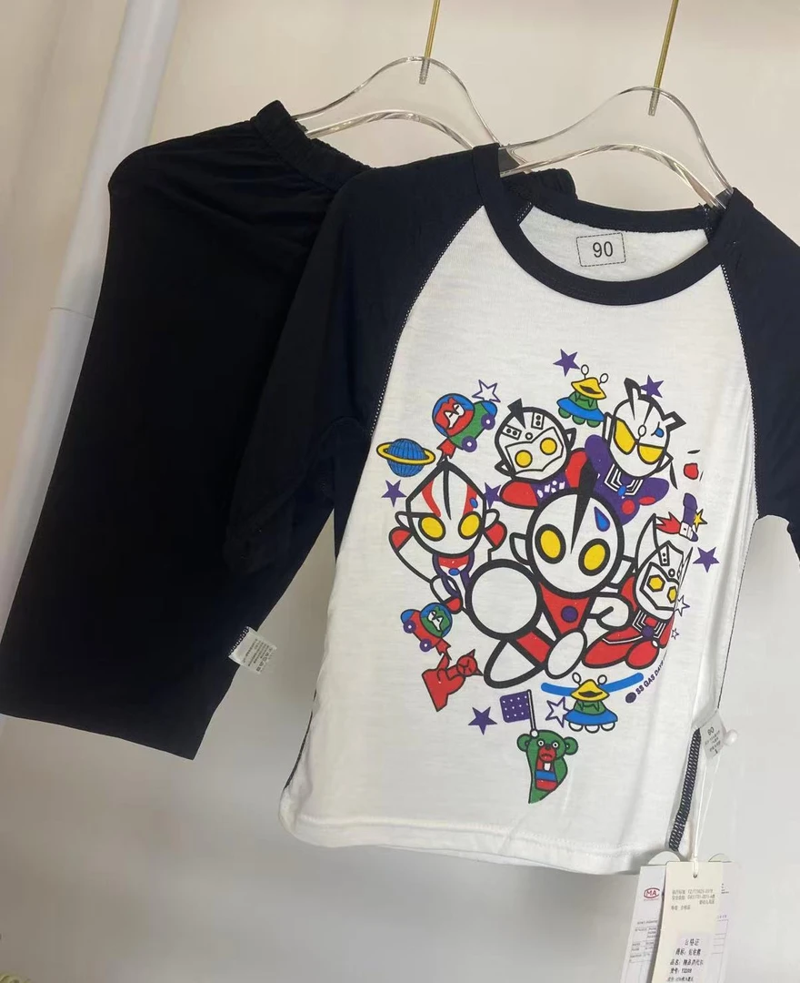 家居服套装拍，莫代尔面料7分袖7分裤卡通圆领90-120码男女宝夏季