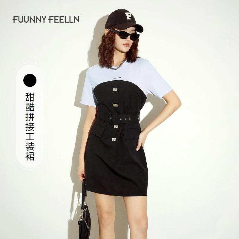 FF||仿佛秋冬连衣裙撞色收腰休闲舒适工装裙FF01518