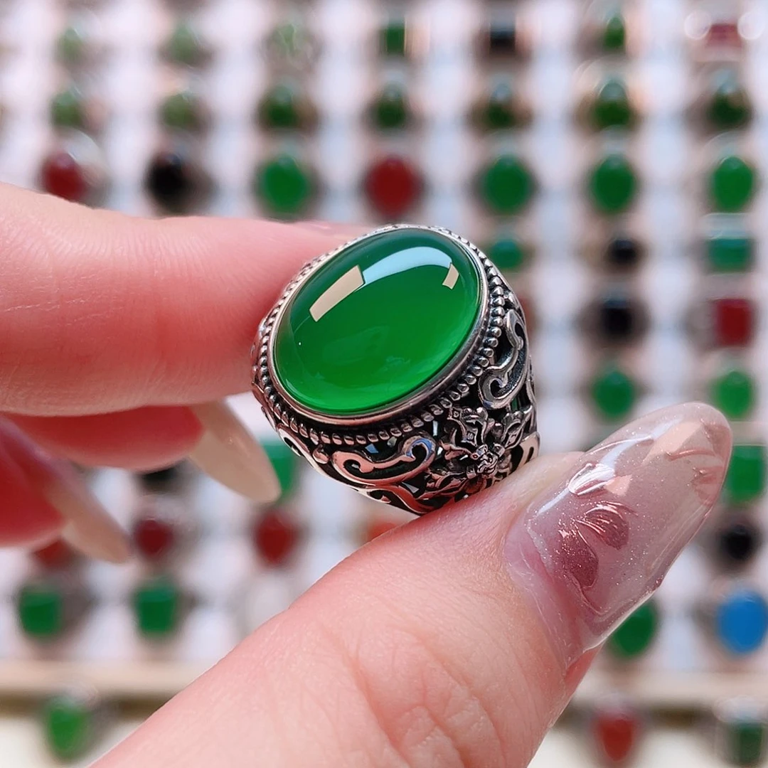 银S925镶嵌戒指玛瑙/玉髓