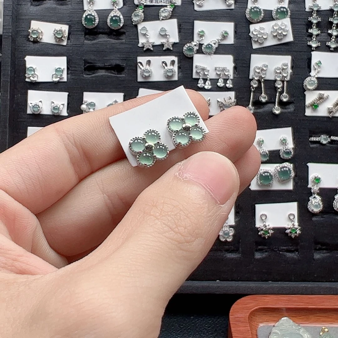 翡翠手链银S925镶嵌天然翡翠