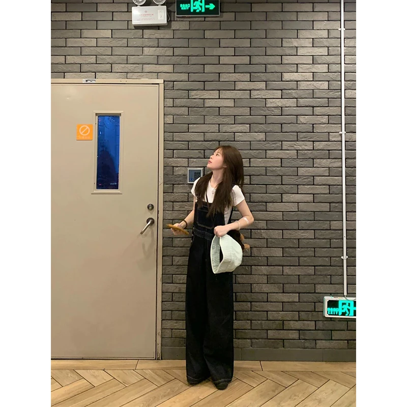 2025新款女士早春季修身显瘦短袖T恤上衣美式复古直筒宽松阔腿裤