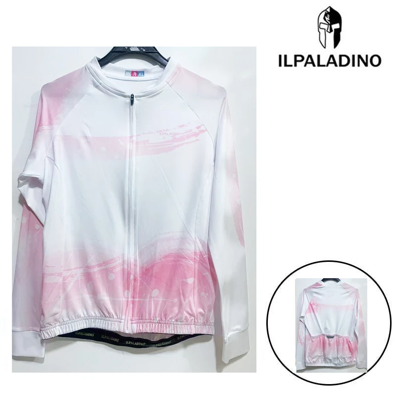SQ 113【粉白牛奶丝长袖女士 】ILPALADINO专业版骑行服高弹