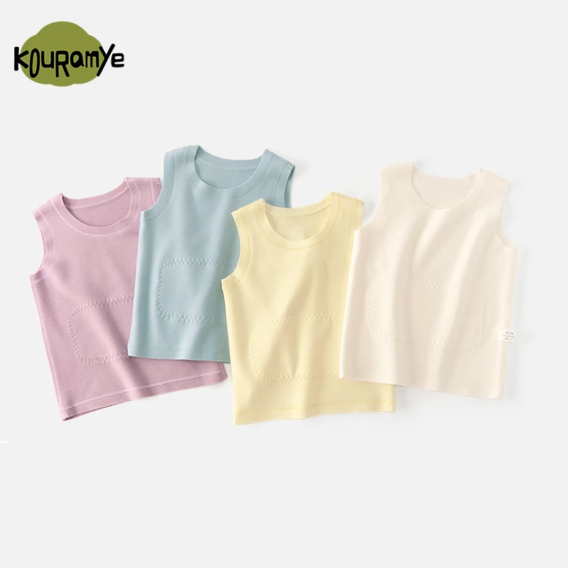 69555酷娃米秋冬新款儿童秋冬撞色边设计感护肚背心