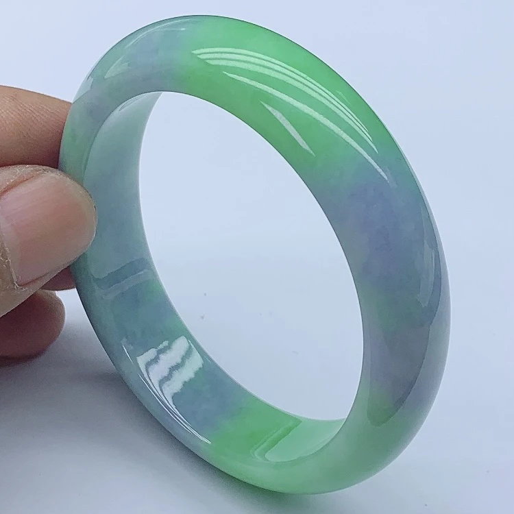 222006翡翠手镯55圈贵妃春彩紫罗兰水润天然A货缅甸玉手镯玉镯女