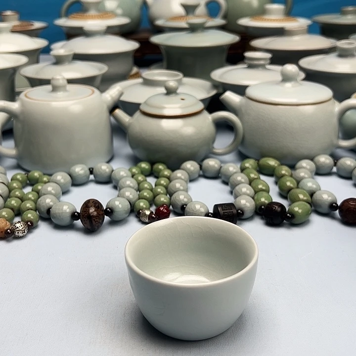 杯仿古月白釉荷花杯原矿原釉原产地