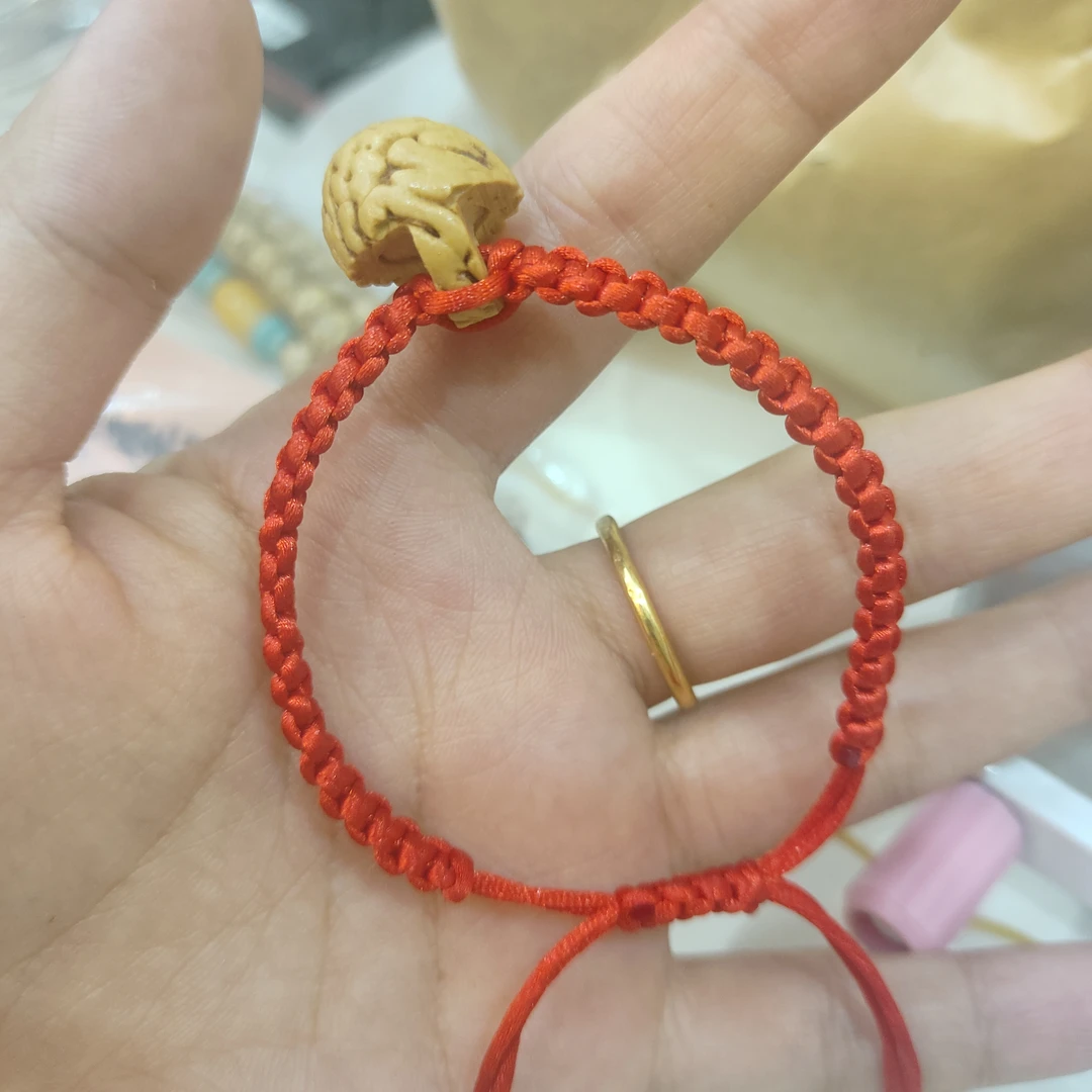 非金属木质手链 桃蓝编绳非金属木质上新本命年平安纯手工