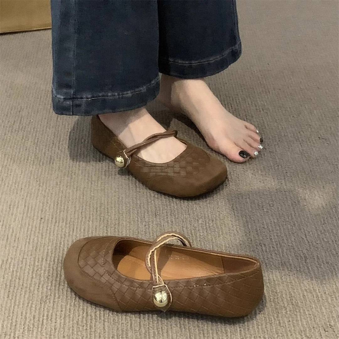 时尚2025年春秋新款黑色玛丽珍鞋圆头浅口一字带通勤晚风单鞋女鞋