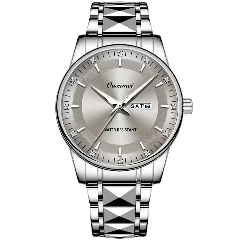 T顶奢幻影灰简约双日历全自动男士防水手表